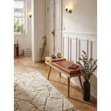 thumbnail of Sitzbank Ziegenleder / Massivholz Bank 100x52x38 cm im Retro Stil, Flur Polsterbank mit Stauraum, Gepolsterte Lederbank Aufbewahrung Braun, Kleine