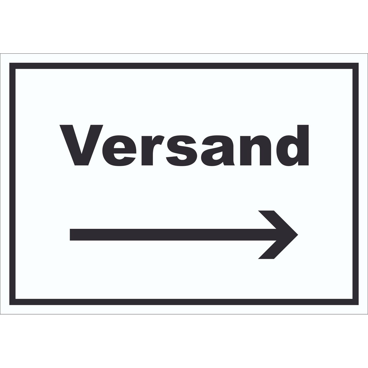 Versand Schild mit Text und Richtungspfeil rechts Lieferung shipping waagerecht A6 (105x148mm)