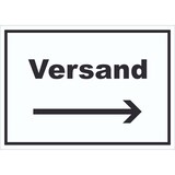 thumbnail of Versand Schild mit Text und Richtungspfeil rechts Lieferung shipping waagerecht A6 (105x148mm)