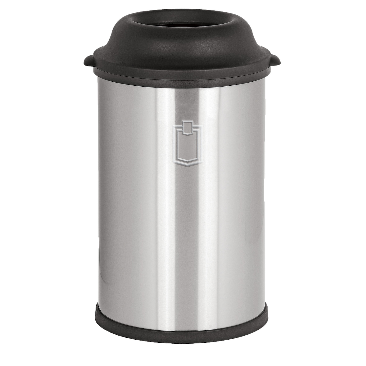 METRO Professional Cubo de basura, acero inoxidable, 50 L, plata / negro