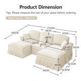 thumbnail of U-förmiges Cloud-Sofa 140x272x93 cm aus Chenille mit Rüschenverzierung und Hocker – Flexibel, modern und komfortabel
