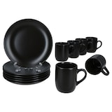 thumbnail of 12tlg Frühstücksset Panther matt schwarz für 6 Personen aus Steingut - 161949 + 161950