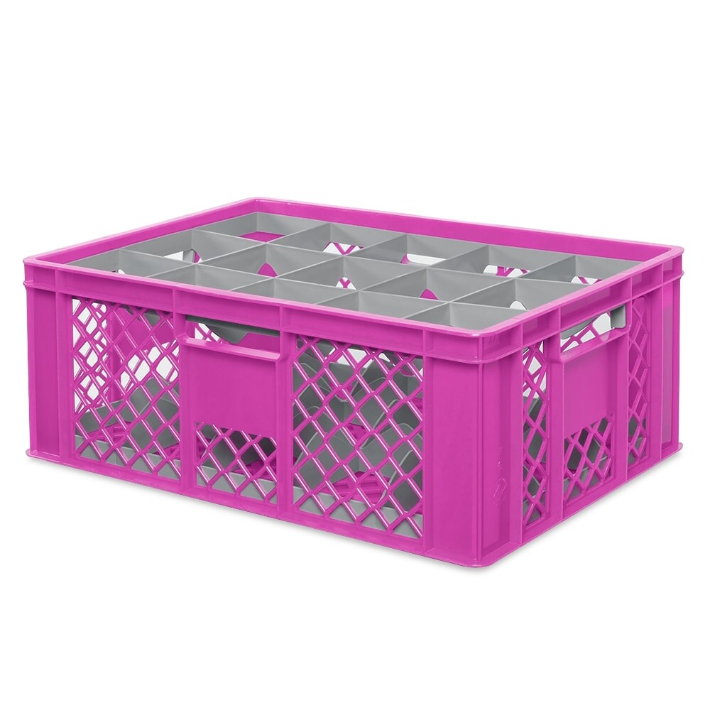 Gläserkiste 600x400 mm für 15 Gläser bis 205 mm Höhe/Durchmesser 109 mm, farbig