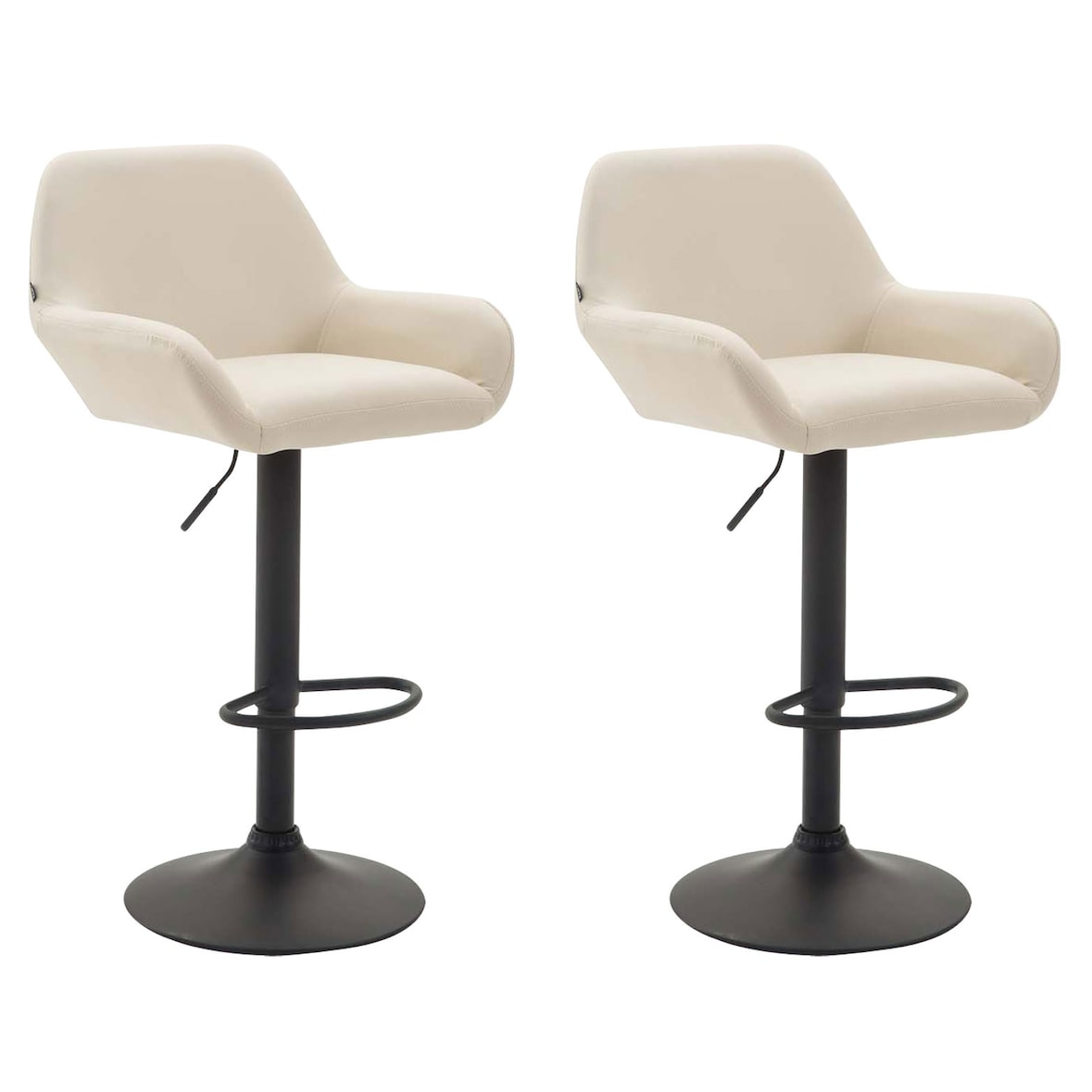 Conjunto de 2 bancos de bar Braga em imitação de pele creme/preto