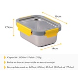 thumbnail of PIKA - Boite alimentaire 800ml en inox et couvercle en verre trempé – Hermétique et légère – Compatible micro-ondes, four, congélateur – MetalShock