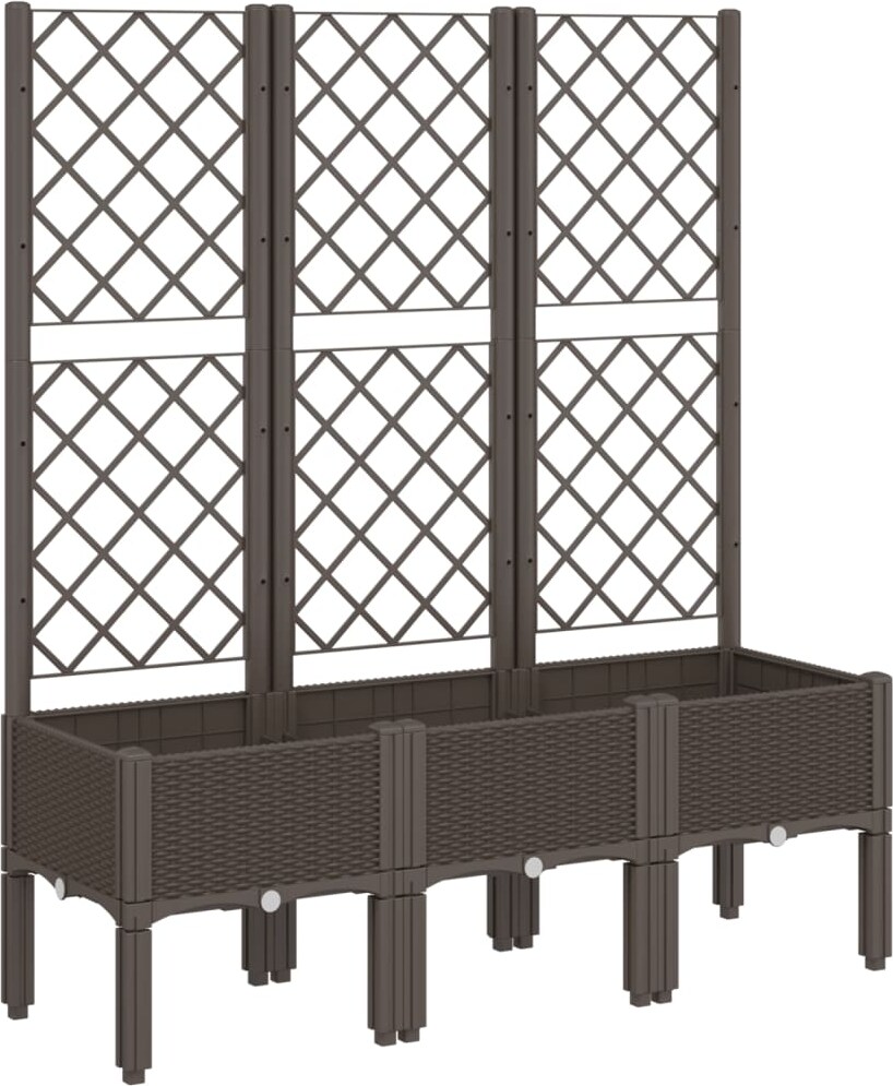 vidaXL Pflanzkübel mit Rankgitter Braun 120x40x142 cm PP