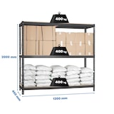 thumbnail of SimonRack Industrieel rek, 2000x1200x450 mm, 400 kg buigpunt, 3 houten legborden, garagerek, Antraciet/Hout- Ecoforte