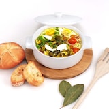 thumbnail of Cazuelas cocotte pequeñas de porcelana blanca con tapa (3 piezas) Ovum