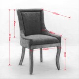 thumbnail of Esszimmerstuhl 2er Set 93x55x46 cm Chenille Grau mit Massivholzbeinen verstellbaren Fußgleitern hohem Rücken und dekorativen Nieten