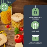 thumbnail of Eckiges Glas mit Bambusdeckel luftdicht Silikonring 6x25x6 cm 500 ml Transparent