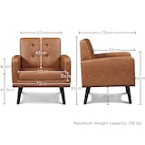 thumbnail of Yaheetech Relaxsessel mit Holzbeinen Ruhesessel Polstersessel Einzelsofa aus Kunstleder Fernsehsessel bis 136 kg Belastbar fürs Wohnzimmer, Braun