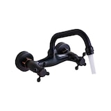 thumbnail of JULIAN | Retro Mischbatterie Wandmontage Armatur Schwarz | Küche Bad Vintage Wasserhahn Wand altmodisch Edelstahl - Gastronomie 360° drehbar