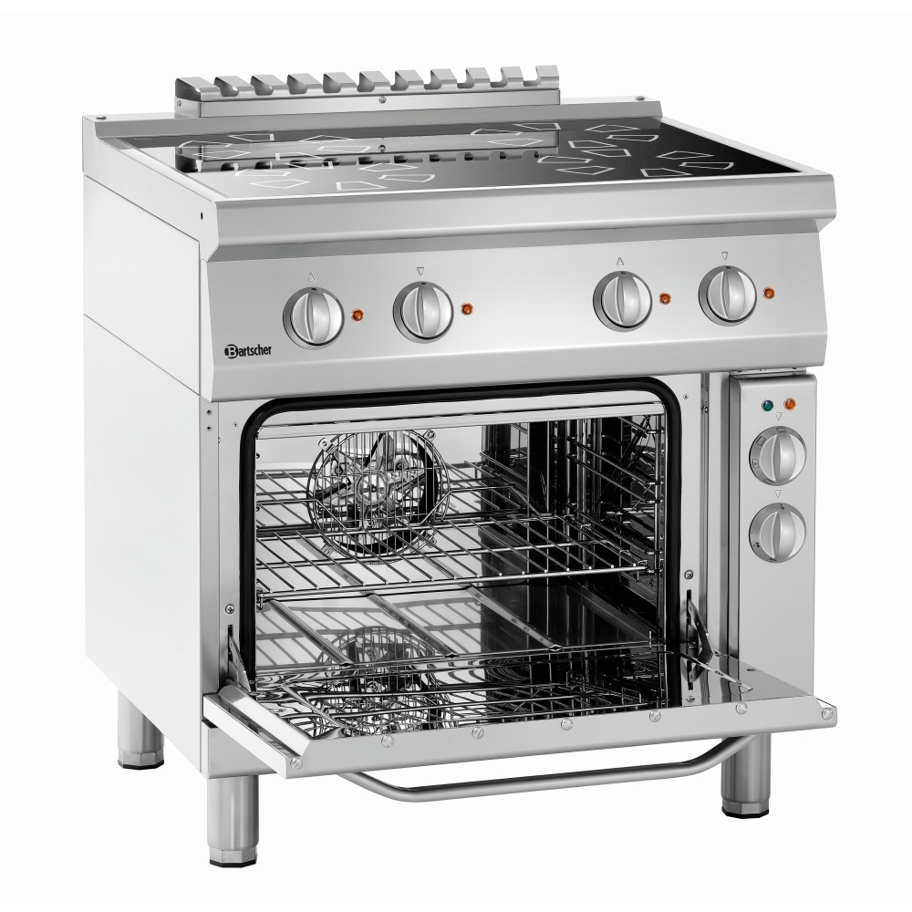 Fornuis | Elektrisch | EBO | 4 Kookplaten | 4x 2.3kW | Elektrische Oven | 1/1 GN | 58L | 3.6kW | 800x700x850(h)mm