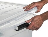 thumbnail of 3 Stück Aufbewahrungsbox transparent 60 Liter mit Deckel und Klickverschluss 610 x 450 x 360 mm inkl. Rollen