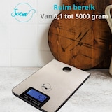 thumbnail of SOEM® Keukenweegschaal digitaal - Precisie Weegschaal keuken 1 - 5kg - Horeca Weegschaal - Tarra Functie - Inclusief Batterijen - RVS/Zwart
