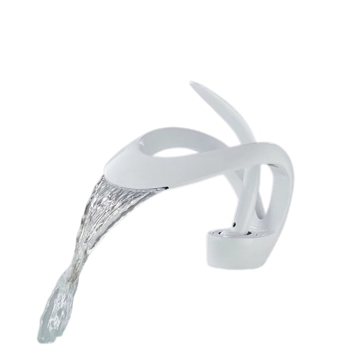 NAVIS | Design Waterval Kraan Badkamer Wit Badkamer Kraan | Elegante premium roestvrijstalen kraan voor spoelbakken | Hotelmengkraan 2 aansluitingen