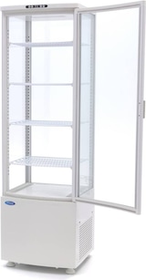 thumbnail of Maxima - 9400815 Vitrina refrigerada 235L blanco, doble vidrio, 4 estantes ajustables, LED, ventilada, descongelación automática, 51.5x48.5x169 cm