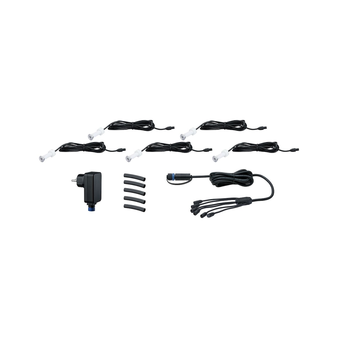Paulmann Plug & Shine LED-grondinbouwlamp MicroPen II Basisset  IP67 3000K 5x0,2W  21VA Zilver 93695