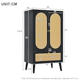 thumbnail of Merax Kompaktes Sideboard, Rattan-Design, Schwarz, Highboard, Esszimmerschrank, Bücherregal