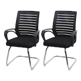 thumbnail of Set van 2 conferentiestoelen HWC-K51, bezoekersstoel sledemodel, 150 kg draagvermogen stof/textiel ~ zwart