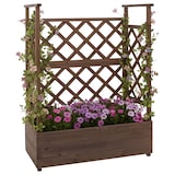 thumbnail of Canteiro elevado HWC-P67, plantador/caixa de flores plantador treliça treliça treliça madeira FSC® 114x85x44cm ~ castanho