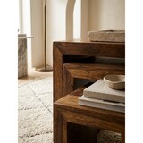 thumbnail of Satztisch Set: 3-teilig, Massivholz, platzsparend, handgefertigt, 45x50x30 cm, 37,5x37,5x28 cm, 30x25x25 cm. Braun | Kadima Design