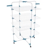 thumbnail of Stendibiancheria Da Pavimento Con Rotelle Stendino A Torre Verticale In Acciaio 4 Ripiani 2 Appendi Grucce Pieghevole 168.5x71x71 Cm Bianco Blu
