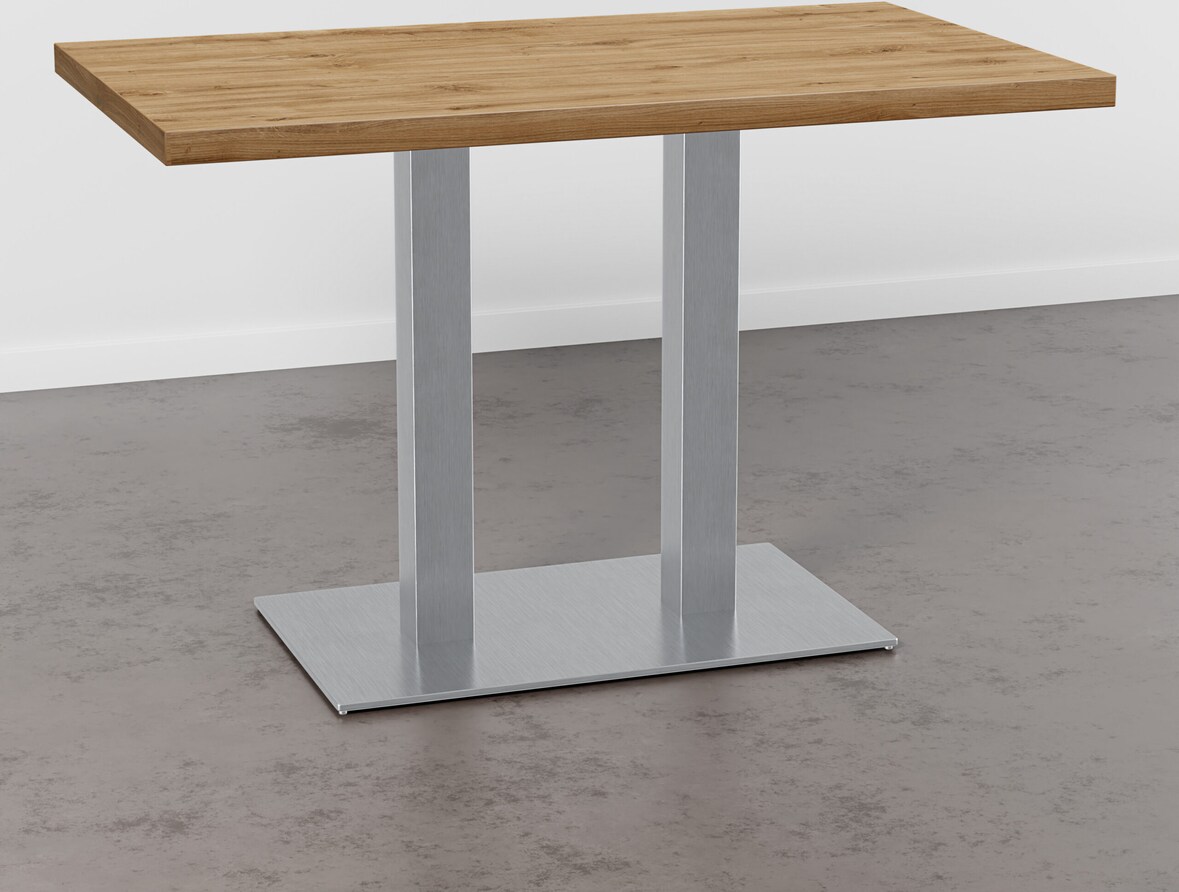Bistrotisch 120x80 cm | Eiche Rom Natur | Edelstahl Gestell