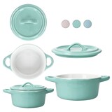 thumbnail of 6er Set Mini-Topf mit Deckel EMILIA je 2x Rosa, Mint & Blau aus Steingut – 4320028