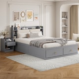 thumbnail of Massivholz-Kombibett 140x200 cm mit Kopfteil und Stauraum – elegantes Design und hohe Funktionalität Grau