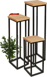 thumbnail of DELUKE® Blumenständer Holz LURI - 3er Set, Eichenholz, Metallgestell | Dekoständer für Blumen Pflanzenregal Pflanzenständer