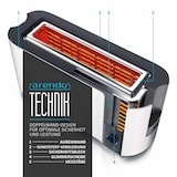 thumbnail of Arendo Langschlitz Toaster für 2 Scheiben, integrierter Brötchenaufsatz, 1000 W, Restzeitanzeige, Weiß