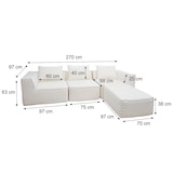 thumbnail of L-Sofa HWC-O54, Lounge-Couch mit Ottomane, erweiterbar modular rechts/links, Stoff/Textil 63x270x190cm ~ dunkelgrau