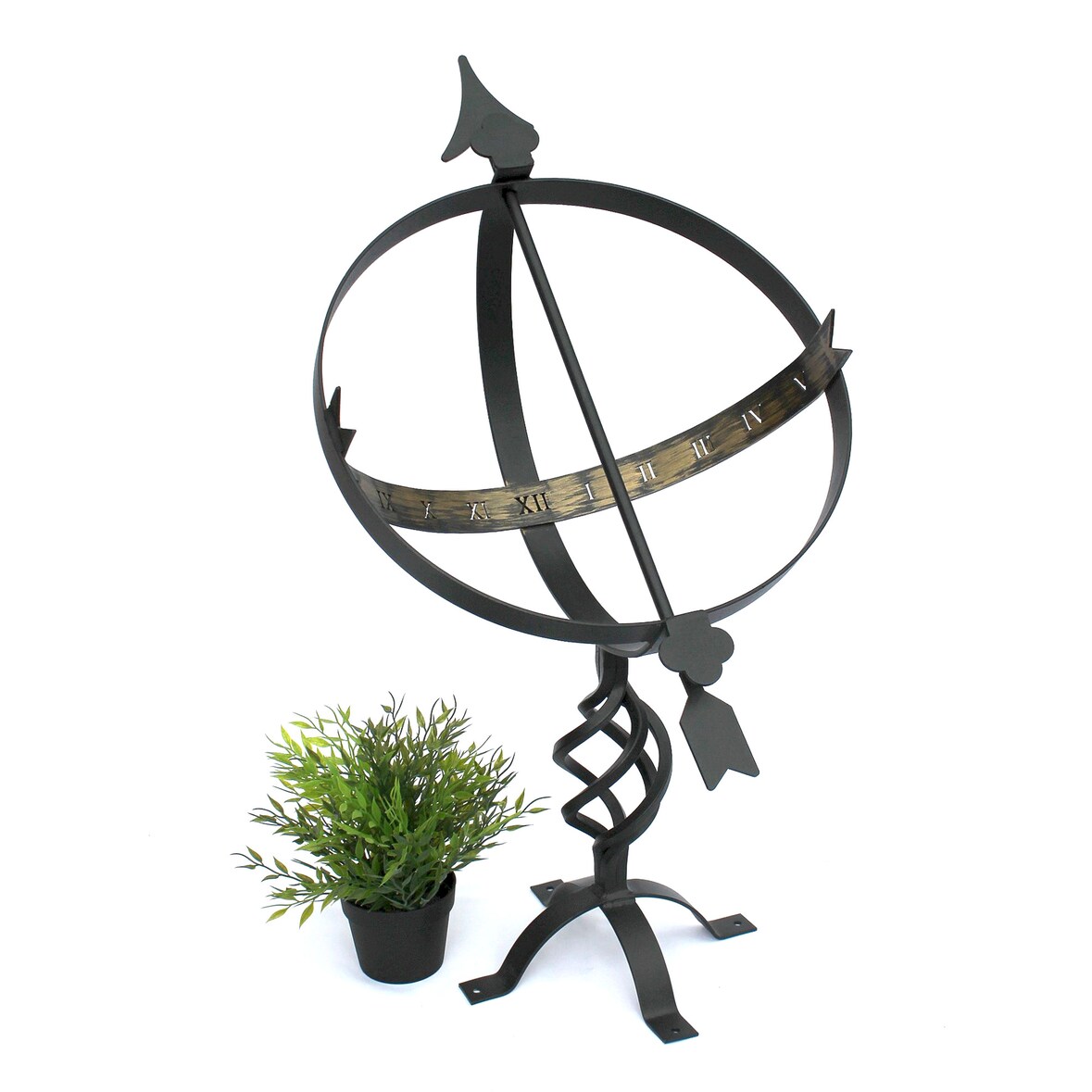 DanDiBo Sonnenuhr Garten Groß Metall Schwarz Schmiedeeisen Deko Wetterfest 70 cm Gartenuhr Uhr