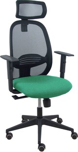 thumbnail of Silla Cilanco negra malla negra asiento bali verde esmeralda brazo regulable cabecero regulable
