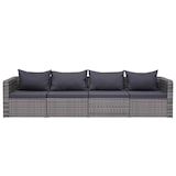 thumbnail of vidaXL 4-delige tuinsofa set met kussens grijs poly rotan