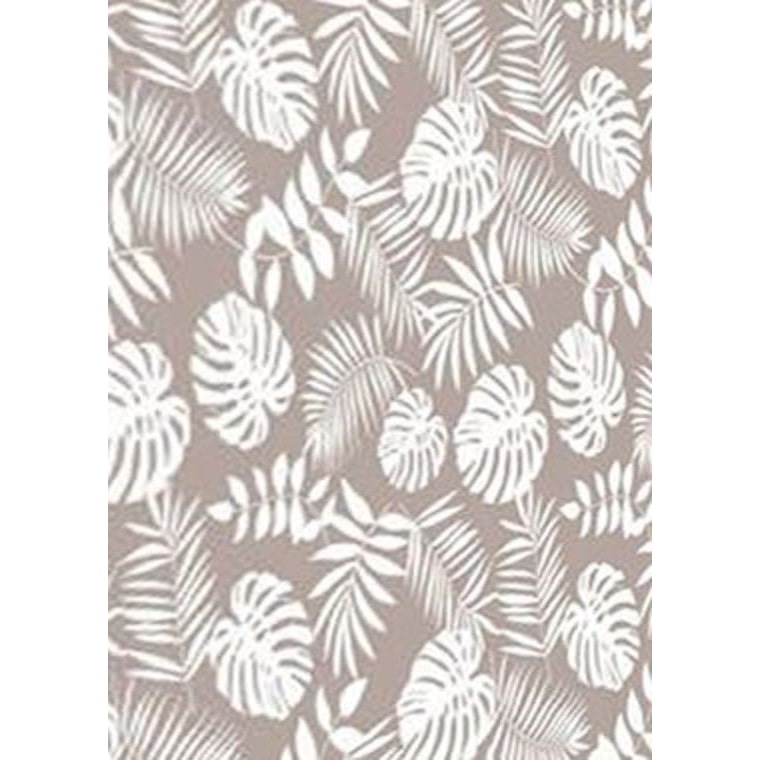 Halb-Kassetten Duschrollo Duschvorhang PEVA Havanna Braun Beige Weiss Blätter 180x240 cm