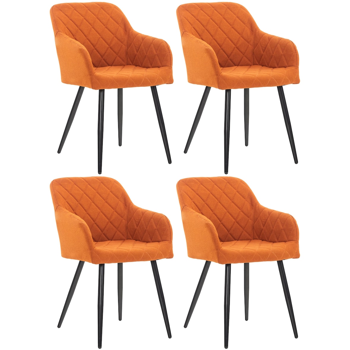 Set van 4 Eetkamerstoelen Shila oranje/Stof