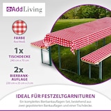 thumbnail of Bierbankauflagen-Set, Auflage Tischdecke 3-teilig Rot/Weiß