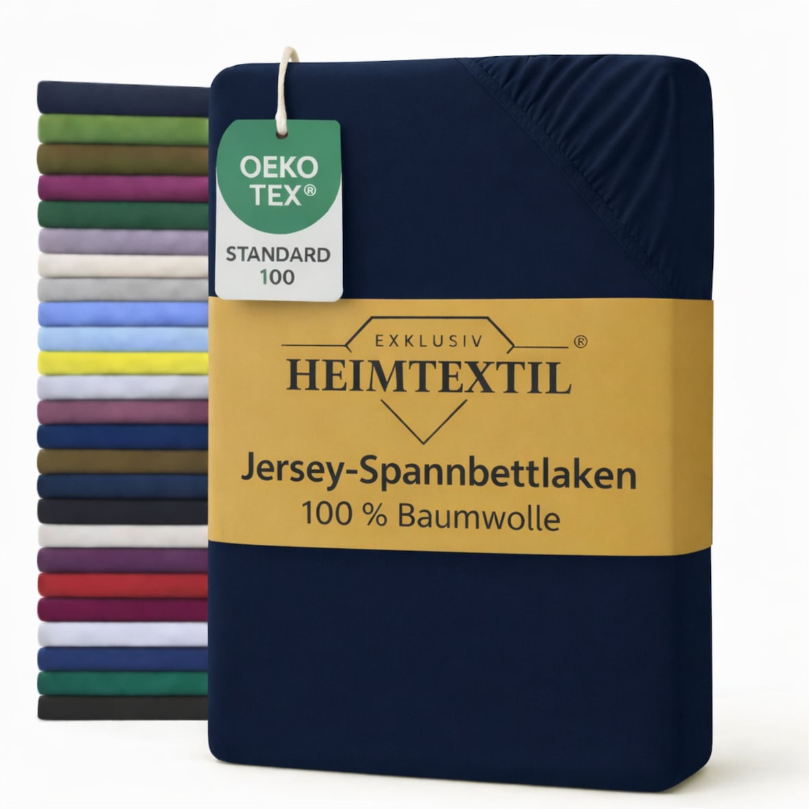EXKLUSIV HEIMTEXTIL Marke Jersey Spannbettlaken 140 x 200 cm Navyblau 100% Baumwolle Öko - Tex Zertifiziert Bed-Sheet Bettlaken Spannbetttuch Topper