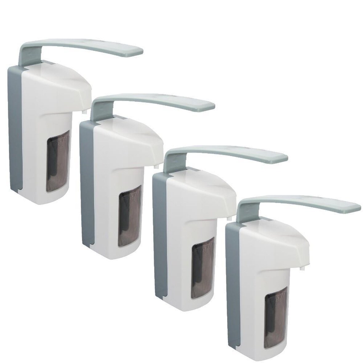 4 Seifenspender für 500 ml Flaschen - LH - weiß - Desinfektionsmittelspender