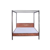 thumbnail of Himmelbett 180 x 200 cm Akazienholzbett stone inkl. Eisenhimmel und Vorhang ROMY