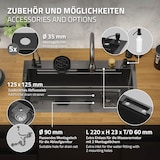 thumbnail of ML-Design Spülbecken Edelstahl 80 × 46 cm Anthrazit – Einbauspüle mit Wasserfall-Design, ausziehbarem Wasserhahn & Zubehör, rechteckige Küchenspüle
