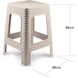 thumbnail of 2 bancos de plástico empilháveis ​​modernos estilo rattan para ambientes internos e externos - 36x36x45cm (2, bege)