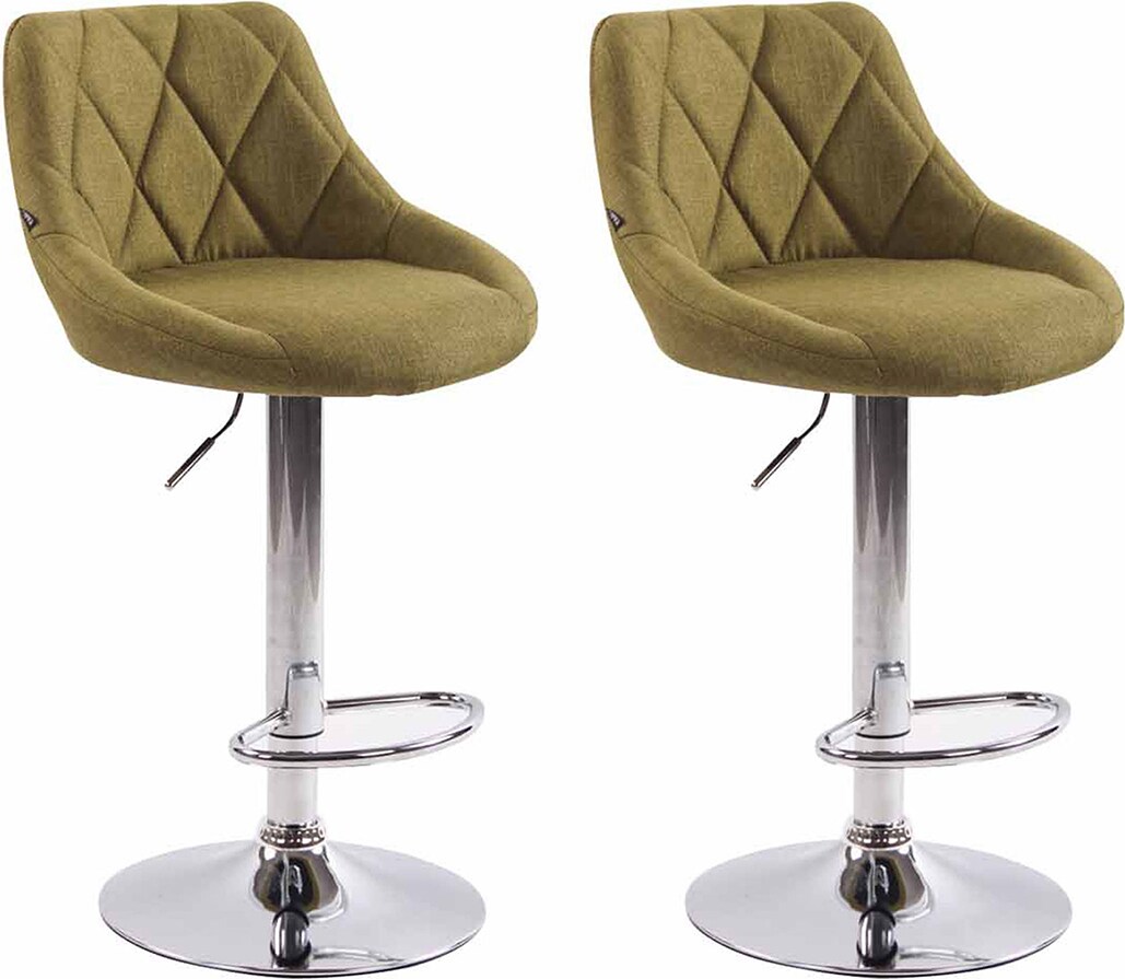 CHEFGASTRO 2er Set Barhocker CAPE VERDE Stoff Chrom HxBxT 83x46x49cm Stoff Grün Barstuhl