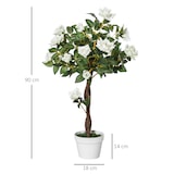 thumbnail of Outsunny planta artificial de 90 cm rosa blanca realista con 21 flores y 350 hojas anti-uv maceta de cemento incluida para interior y exterior