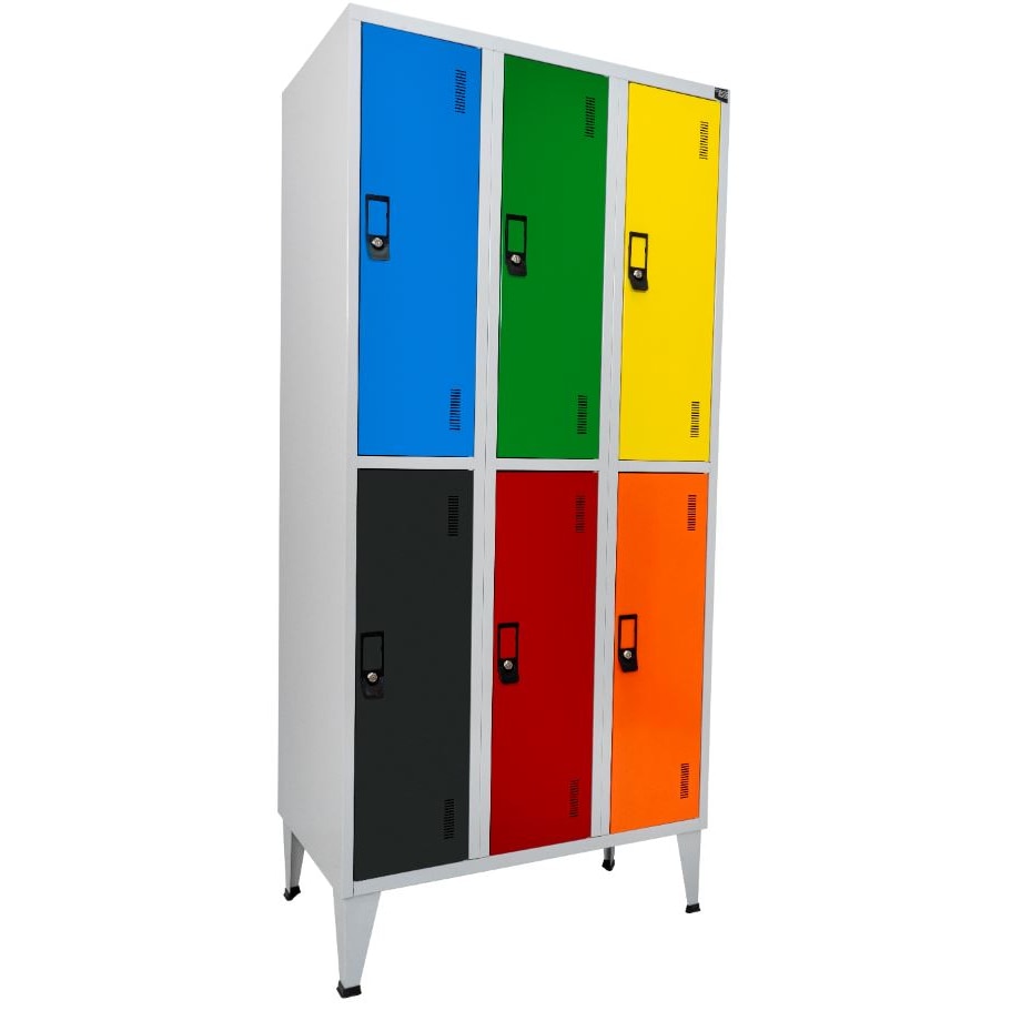 Cacifos Metálicos Cor Triplo 6 Cacifos 1900x900x500 mm