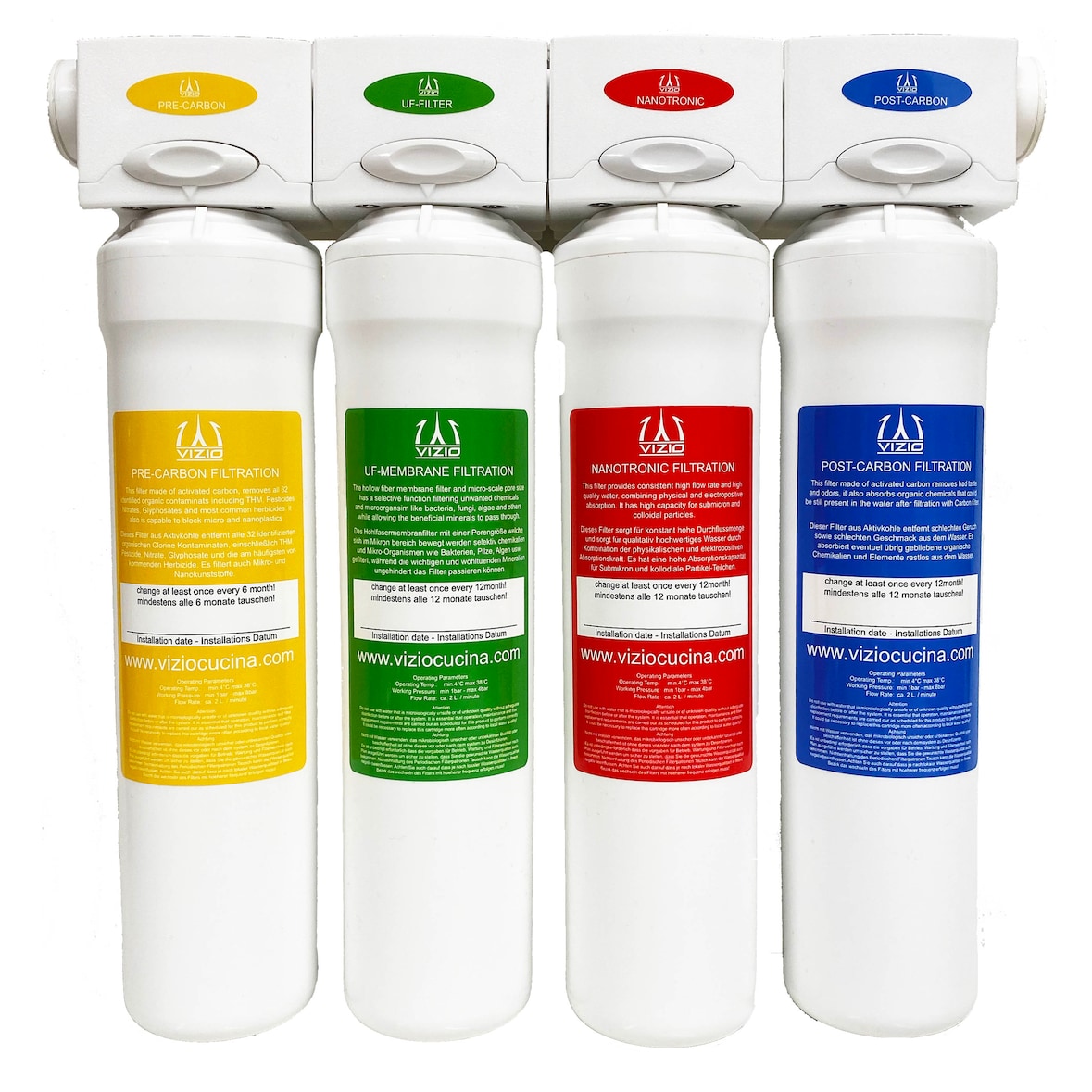 Trinkwasserfilter, Wasserfilter System, Hauswasserfilter 4 Stadien Filtersystem - für 1 Jahr Trinkwasser