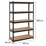 thumbnail of Etagère de Rangement Noire 90 x 60cm x H180cm - Hoogwaardige metalen legplank met 5 vakken voor zwaar gebruik 1500kg INTEC