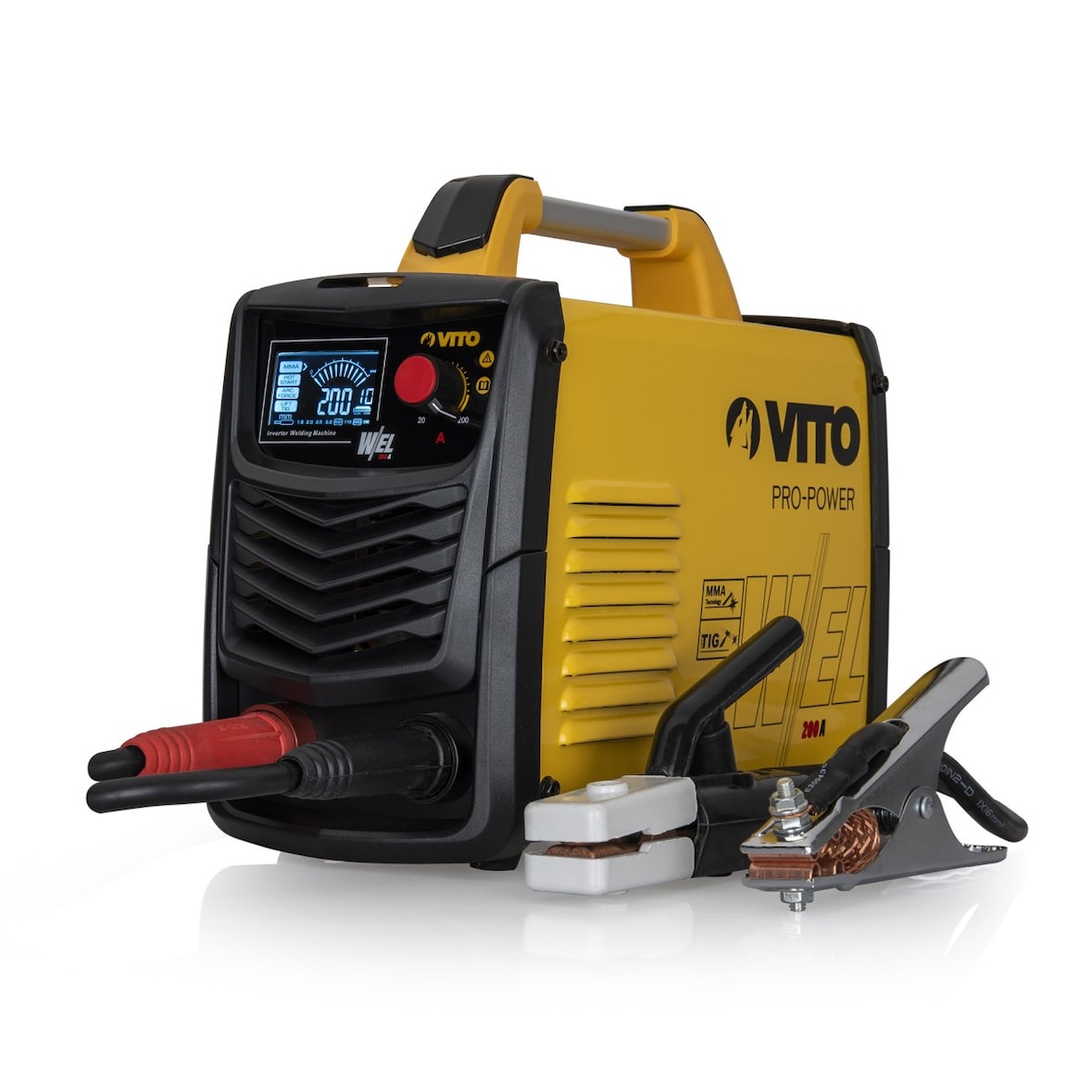 Professioneel inverter lasapparaat MMA TIG 200 Ampère last Ø 1,6 tot 4 mm Luxe koffer VITO